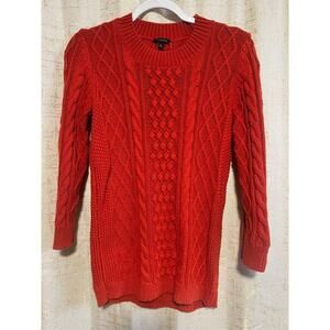Talbots Burnt Orange Cable Knit Pullover Long Sleeve Sweater Women's Size Small!
